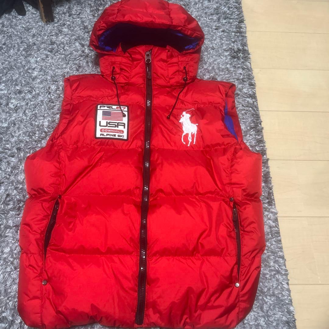 ラルフローレン ダウンベスト 赤 L - メルカリ
