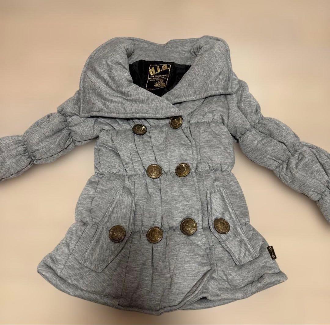 d.i.a ダイヤ ギャル グレー ダブルブレスト 中綿ジャケット