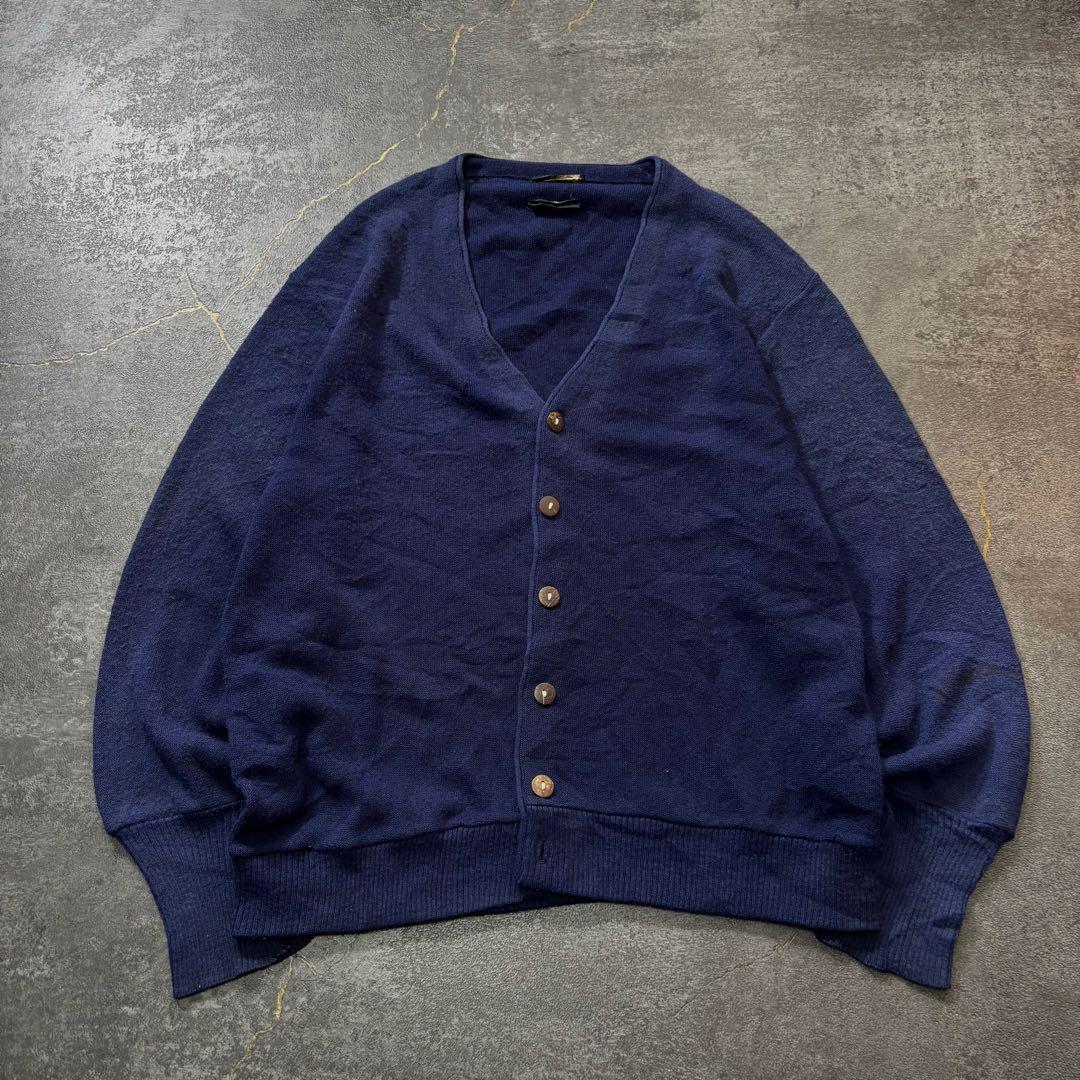 80s J.C.Penneyアクリルニットカーディガン紺ネイビーヴィンテージ古着