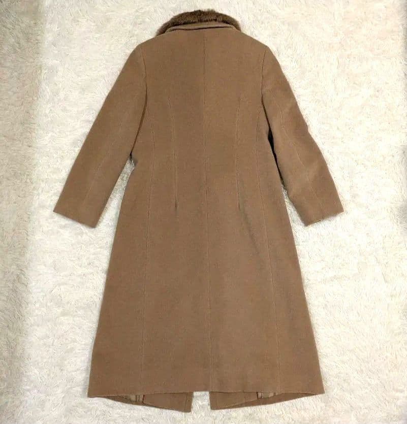 極美品 23区 アンゴラ混ロングコート 40 L ラビットファー 2WAY 茶