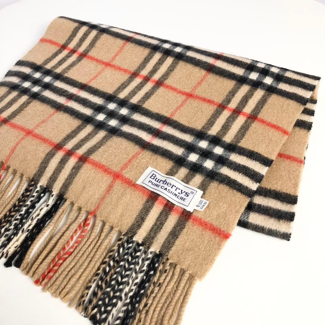 美品✨バーバリーズ ピュアカシミヤ 白タグ ヴィンテージ マフラー