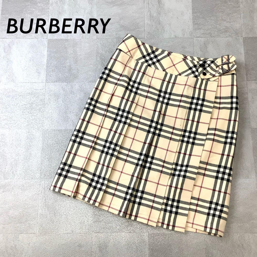 BURBERRY LONDON ノバチェック柄 プリーツ 巻きスカート - メルカリ