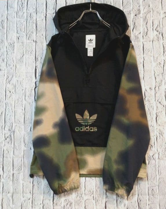 アディダス ナイロンジャケット ハーフジップ アノラックパーカー