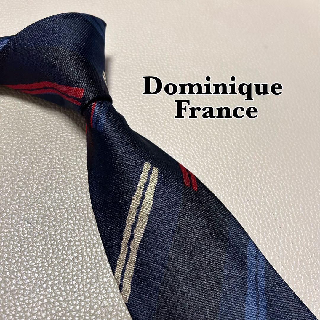 ドミニクフランス ネクタイ ストライプ ドット チェック ネイビー 紺色