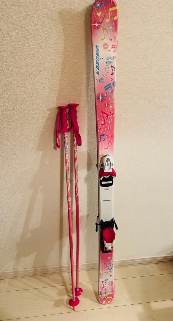 ジュニアスキーセット ピンク 136cm バインディング付き - メルカリ
