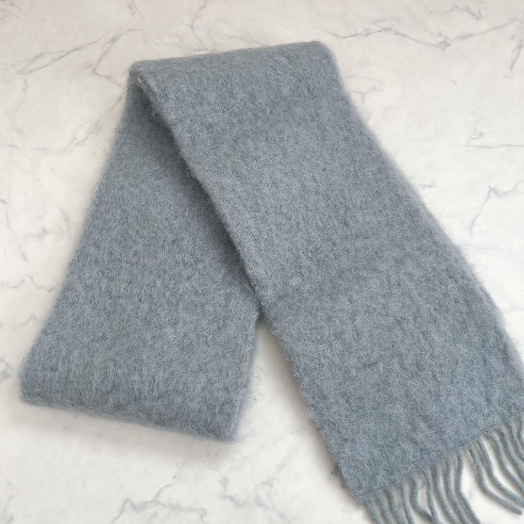 LOEWE ロエベ モヘヤ ウール マフラー アナグラム レザー ロゴ - メルカリ