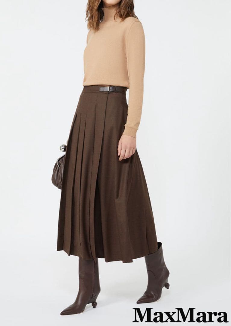 マックスマーラ シルクウール ハイネックニット キャメル Max Mara（マックスマーラ） S Max Mara エス ニット MATTEO ウール