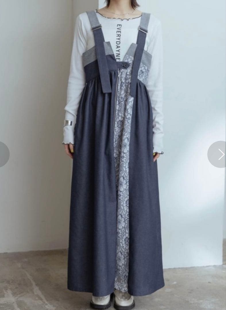 美品エイミーロウ　レース切り替えデニムワンピ　定価¥20000 サイズＦ