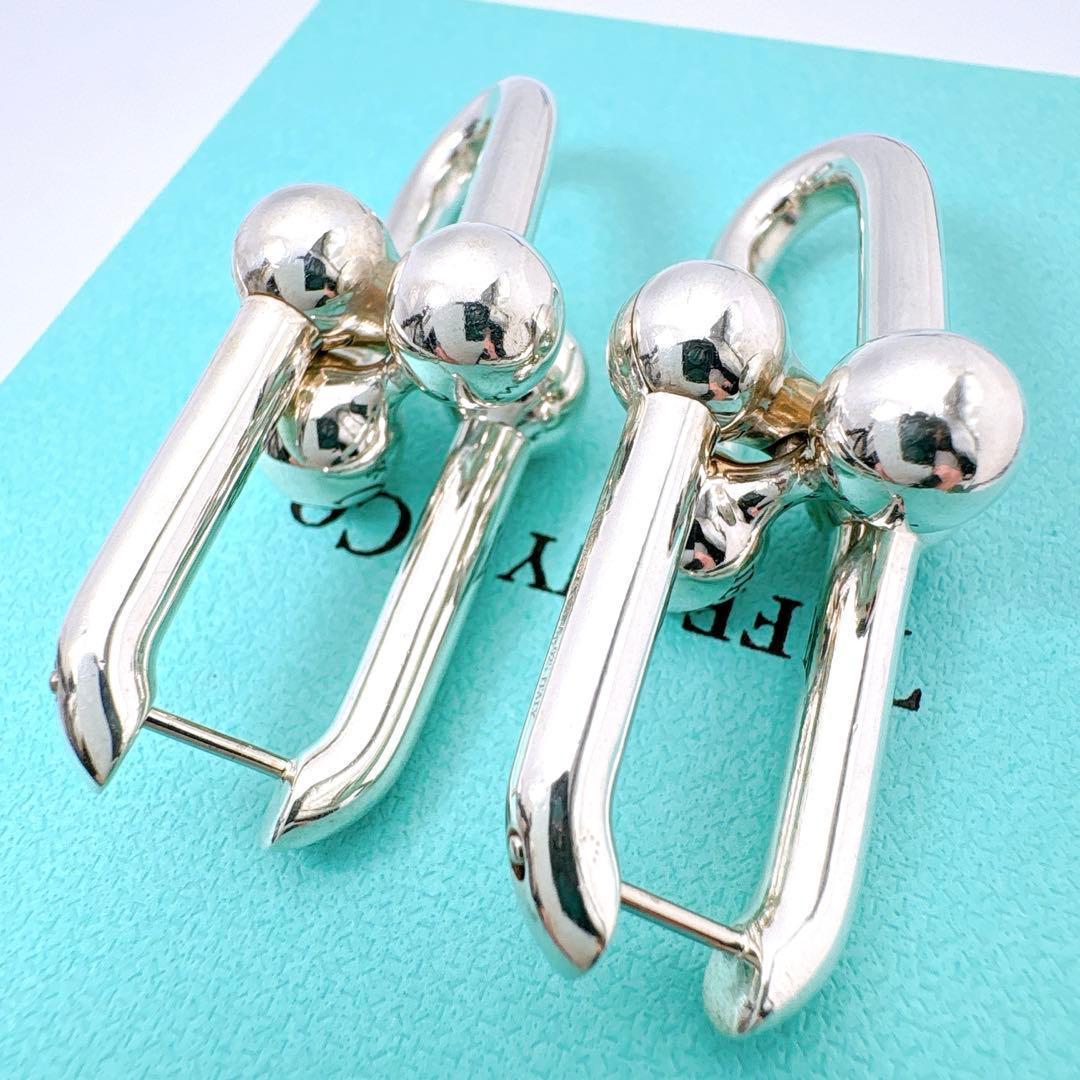 美品 ティファニー ハードウェア リンク エクストララージ ピアス シルバー