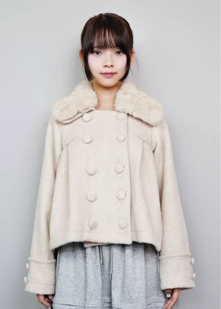 Tie.Me grace fur collar wool coat ベージュ - メルカリ