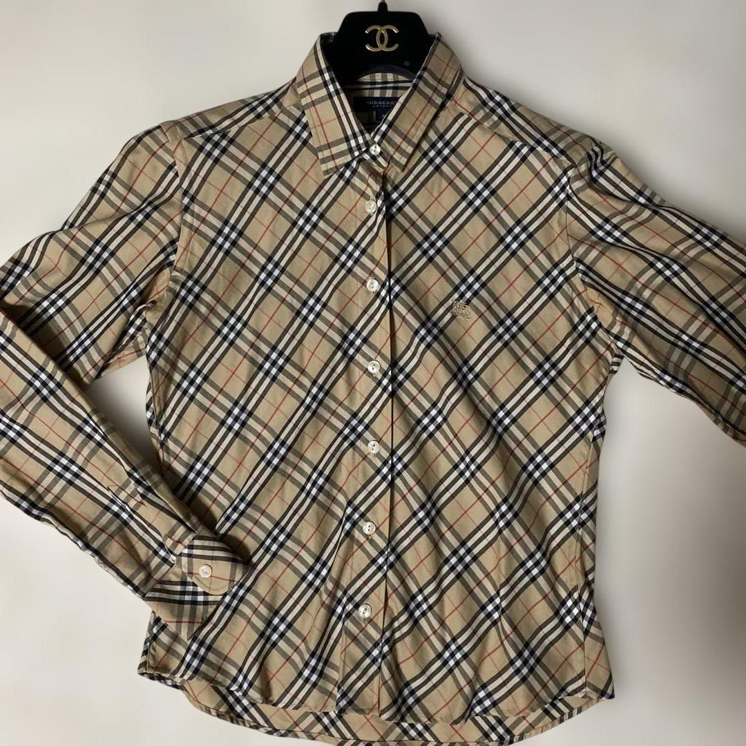 美品 Burberry London バーバリー ノバチェックシャツ ホース刺繍