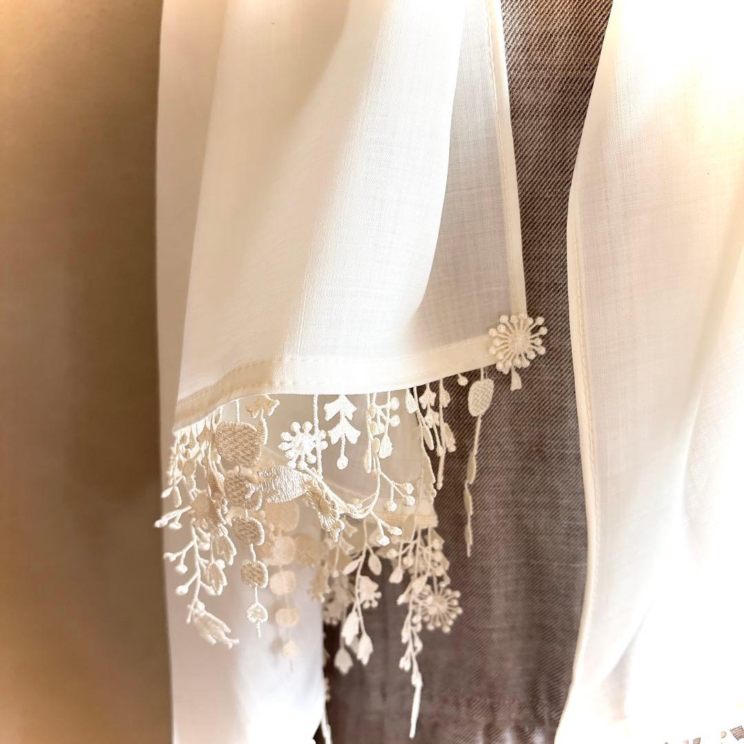 ミナペルホネンハンドメイドanemoneブローチとレースの華やかストール