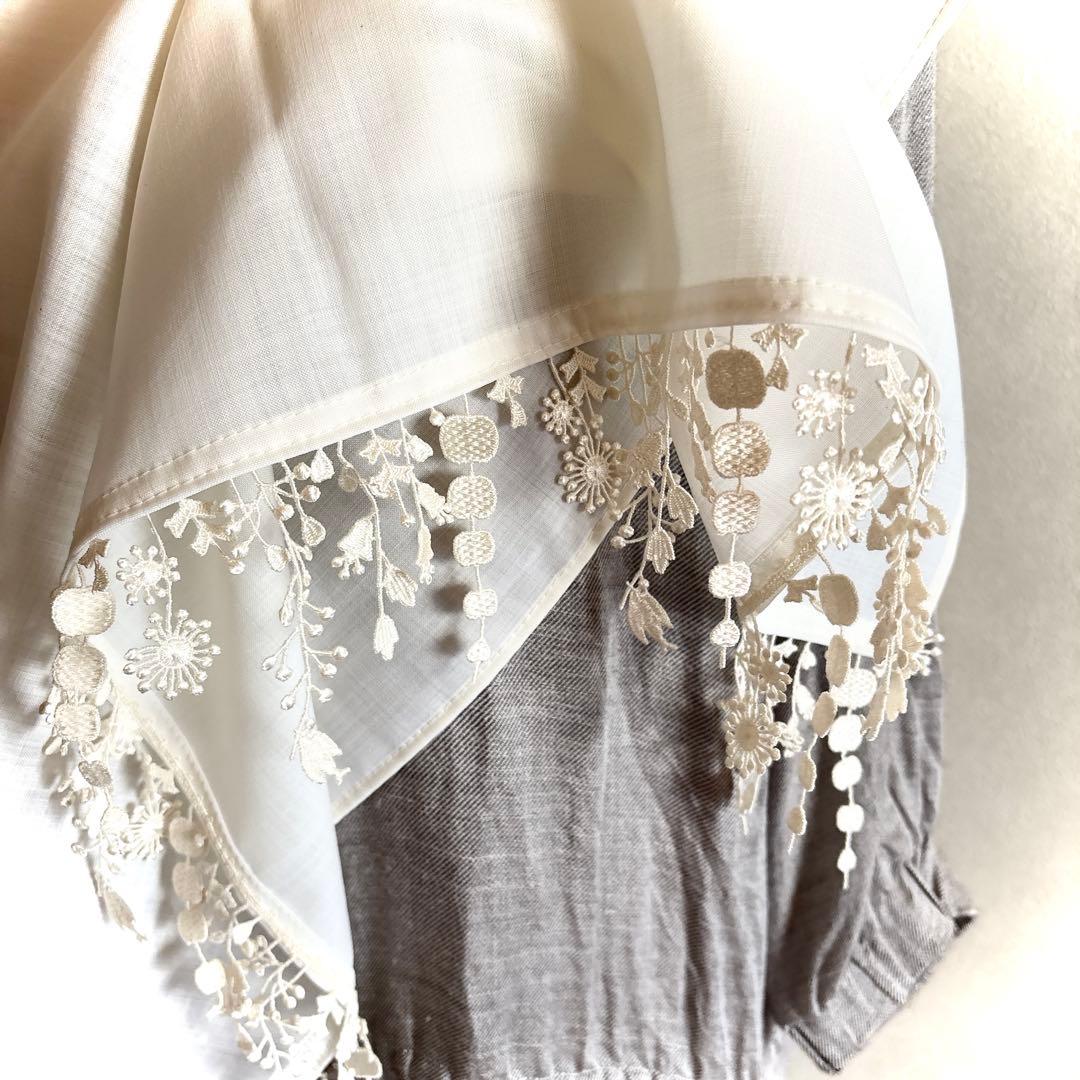 ミナペルホネンハンドメイドanemoneブローチとレースの華やかストール