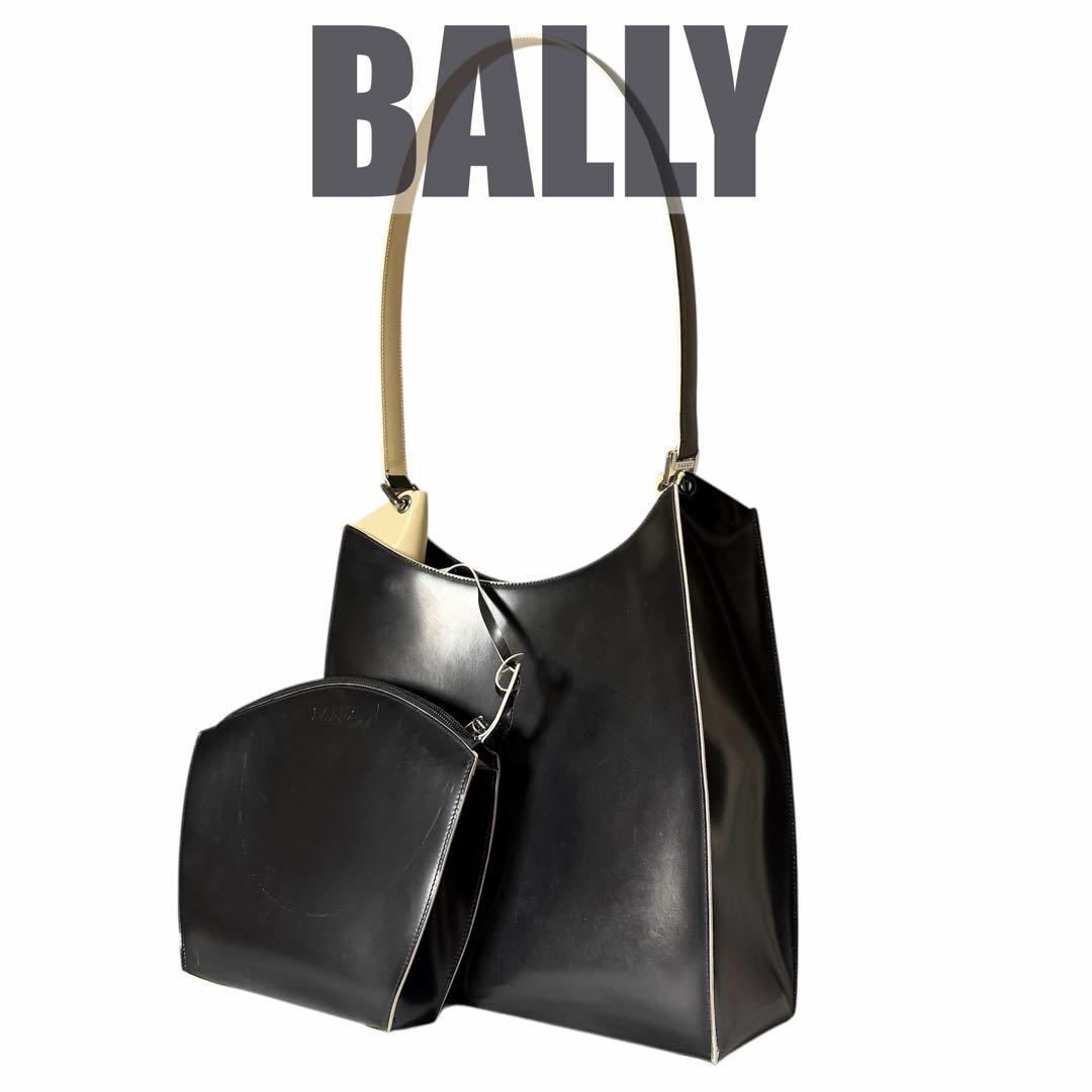 美品 BALLY バリー レザー トートバッグ ショルダー ハンド ポーチ付き Bally（バリー） トートバッグ ワンショルダー レザー ロゴ 総柄