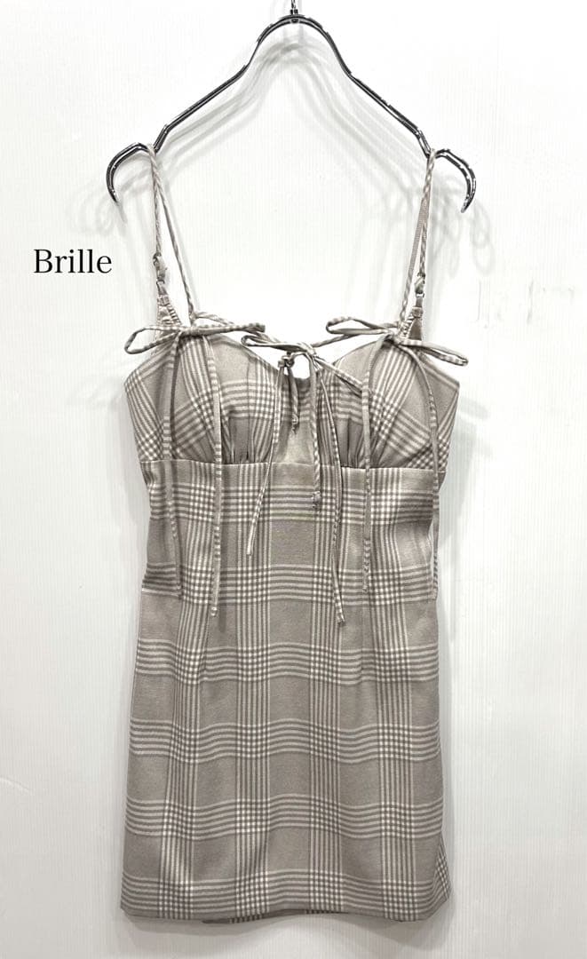 Brille グレーチェック柄キャバドレス S トップス、付属なしの為 特別価格 ☆予約商品☆【11月上旬入荷予定】【XSサイズあり】チェック柄