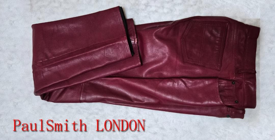 Paul Smith バーガンディ レザー パンツ 32