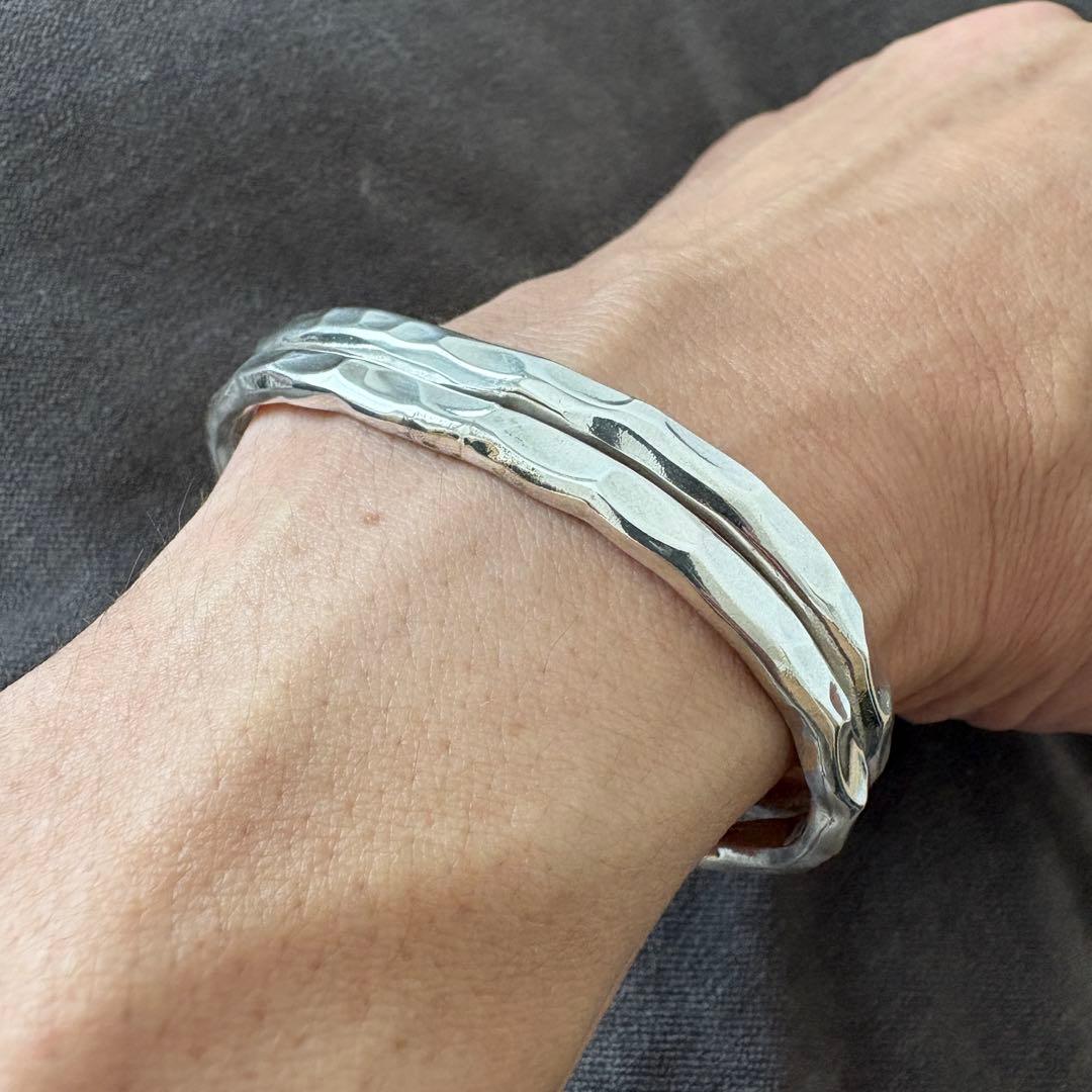 市松 シルバーバングル ダブルスタイル - メルカリ