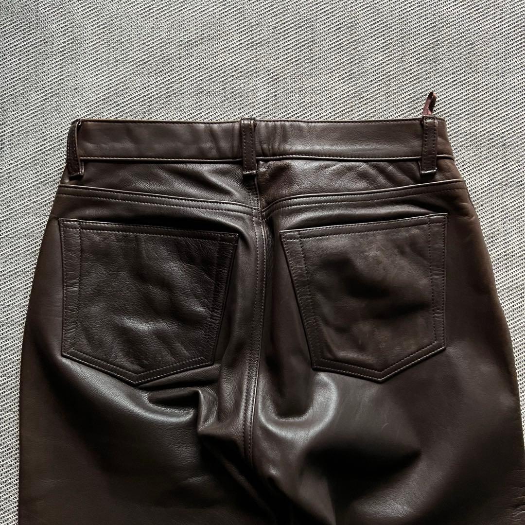 希少00's OLD GAP レザーパンツ 茶 ストレート カニエウエストY2K