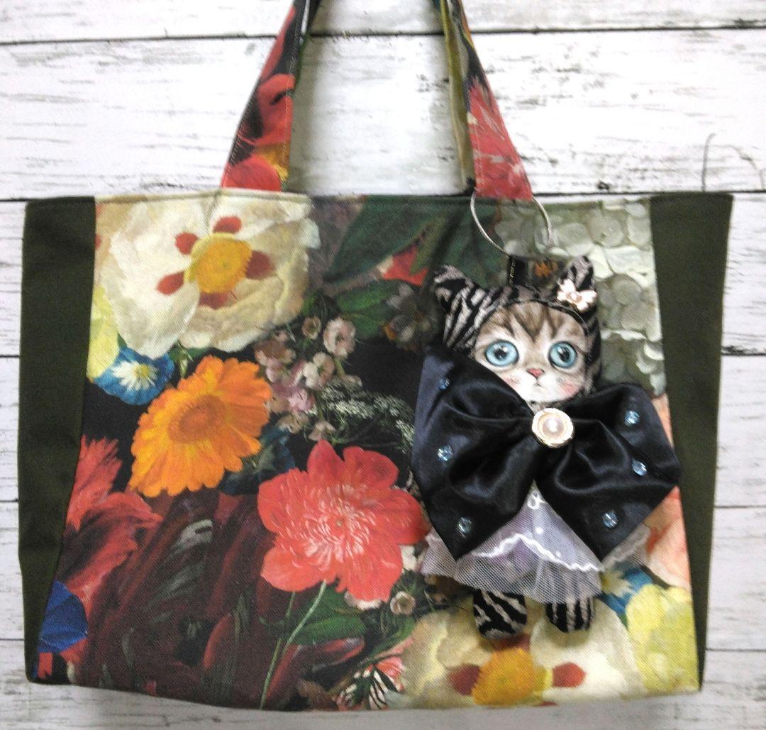 油絵のような大きな花柄 トートバッグ コヤンイサムチョンの着ぐるみ