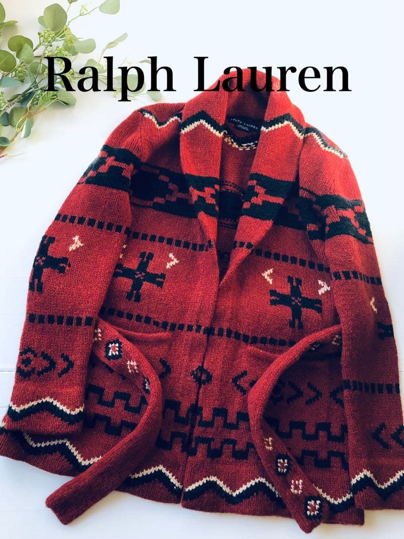 90年代ラルフローレンRalph Lauren ハンドニットショールカラー男女 RALPH LAUREN ラルフローレン 90年代 HAND KNIT ハンドニット ショール