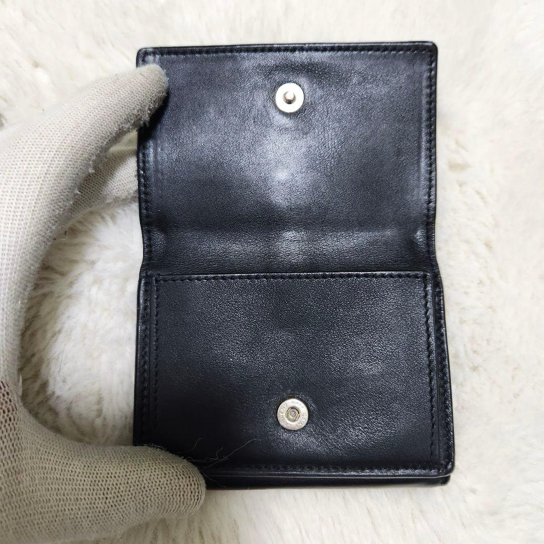 サンローラン　三つ折り　カサンドラ　ブラック　レザー　YSL シルバー金具