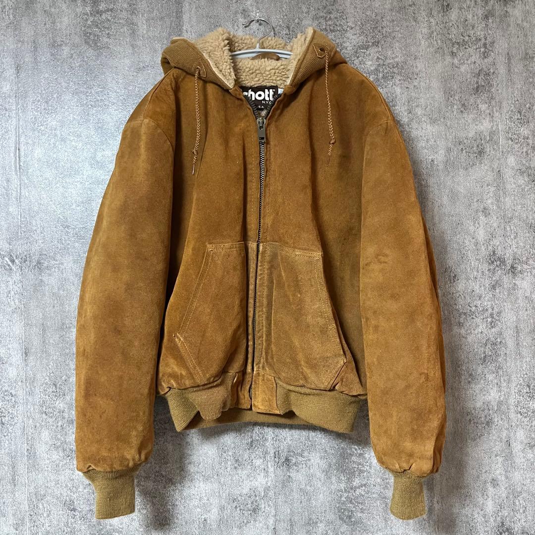 80's Schott スエード レザージャケット USA製 ジップアップ 42 - メルカリ