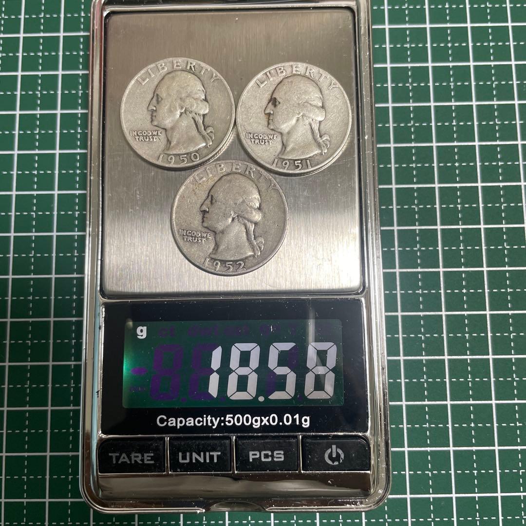 銀90%】 1950〜1952年 アメリカクォーターダラー3枚セット - メルカリ