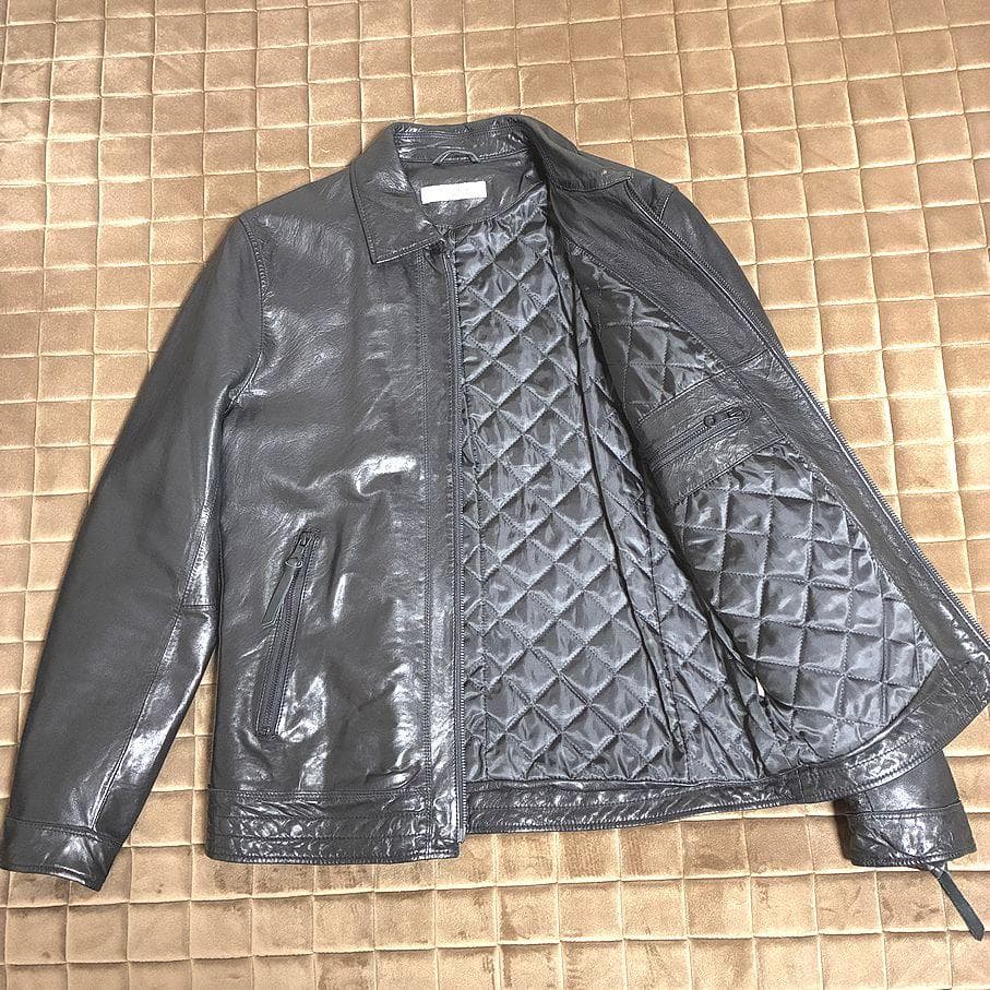 ほぼ新品ナノユニバース■中綿オイルドレザー SライダースMブラック/サーモライト