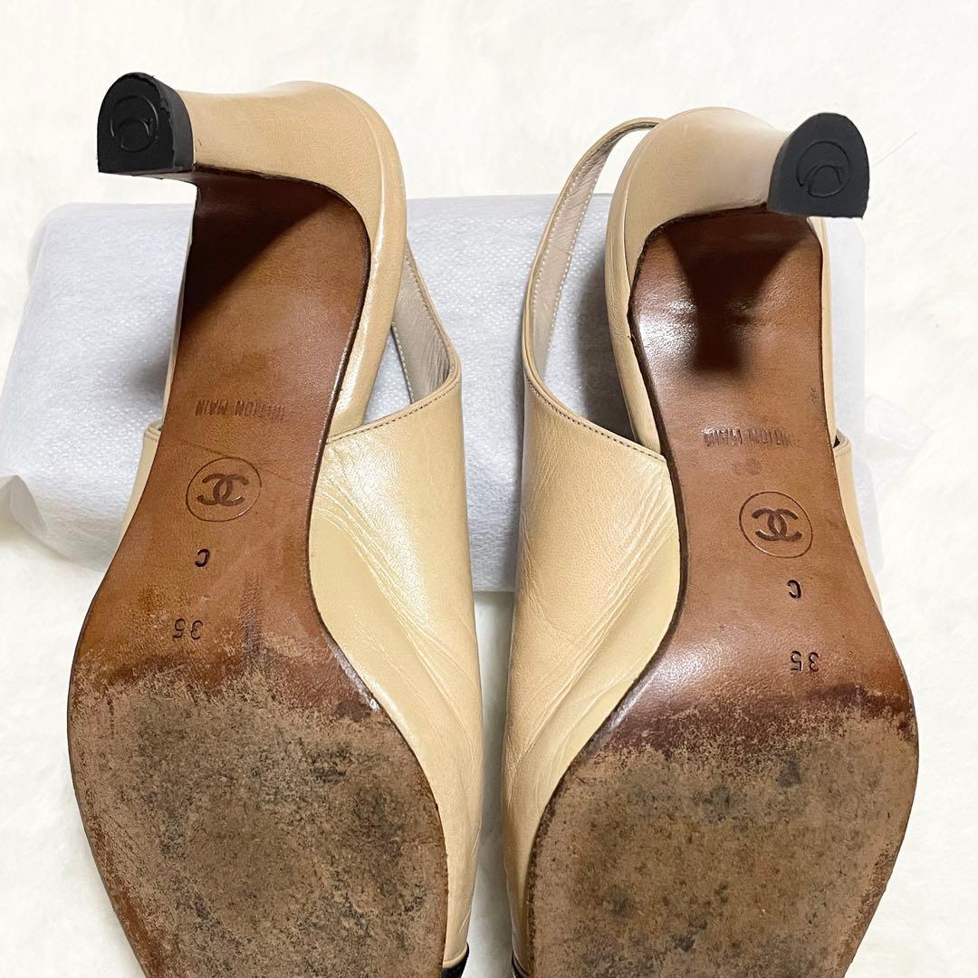 美品 シャネル パンプス レザー 刻印 イエロー AH4-5 0812-6 靴