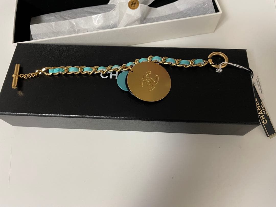 CHANEL シャネル ゴールド ブレスレット ココマーク ターコイズブルー