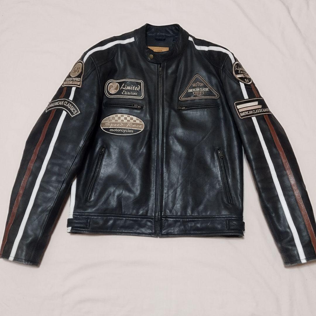 デグナー　ライダースジャケット　ブラック　牛革　ワッペン　キルティング　XL DEGNER（デグナー） XLW追加決定 公式 メンズ レザージャケット バイク