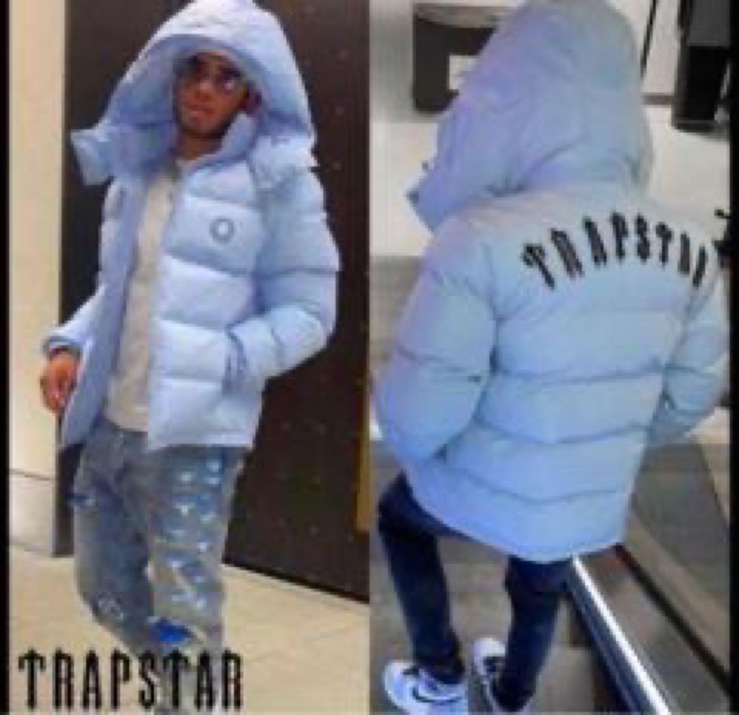 トラップスターフード付きダウンジャケット ライトブルー - メルカリ