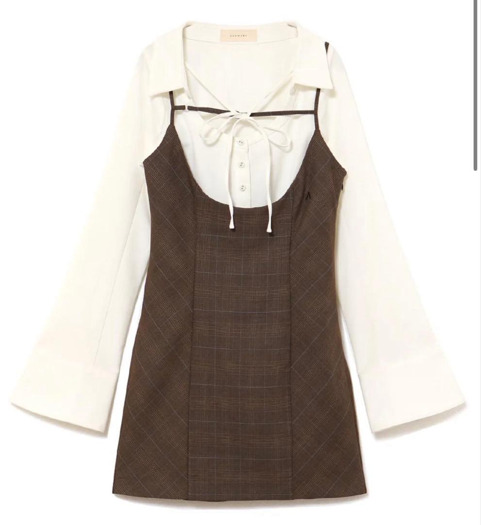 ANDMARY Betty layered check dress ブラウン - メルカリ