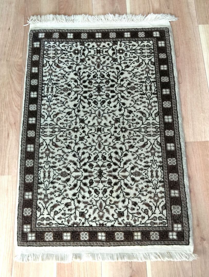 Y358 高級トルコ絨毯 カイセリ 手織 ウールxコットン 63×89cm - メルカリ