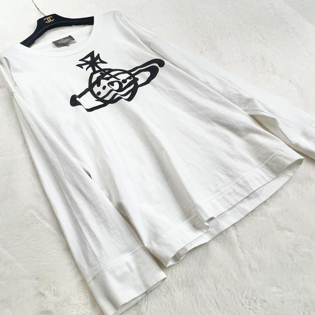 【ヴィヴィアンウエストウッドマン】フロントオーブロゴ長袖カットソー☆コットン☆M