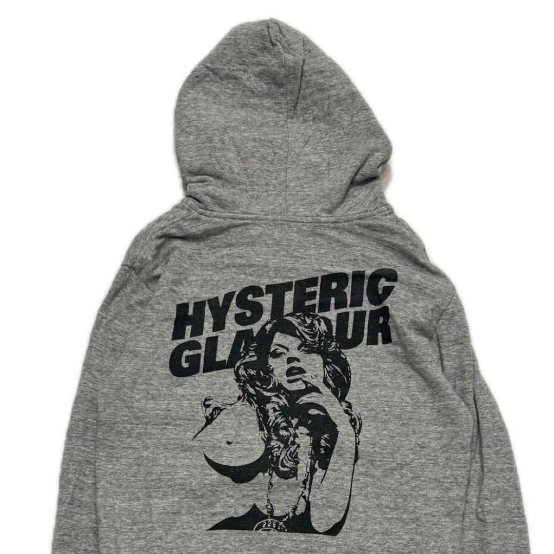 ヒステリックグラマー 美品 ヌードガール ジップ パーカ ロゴ グレー