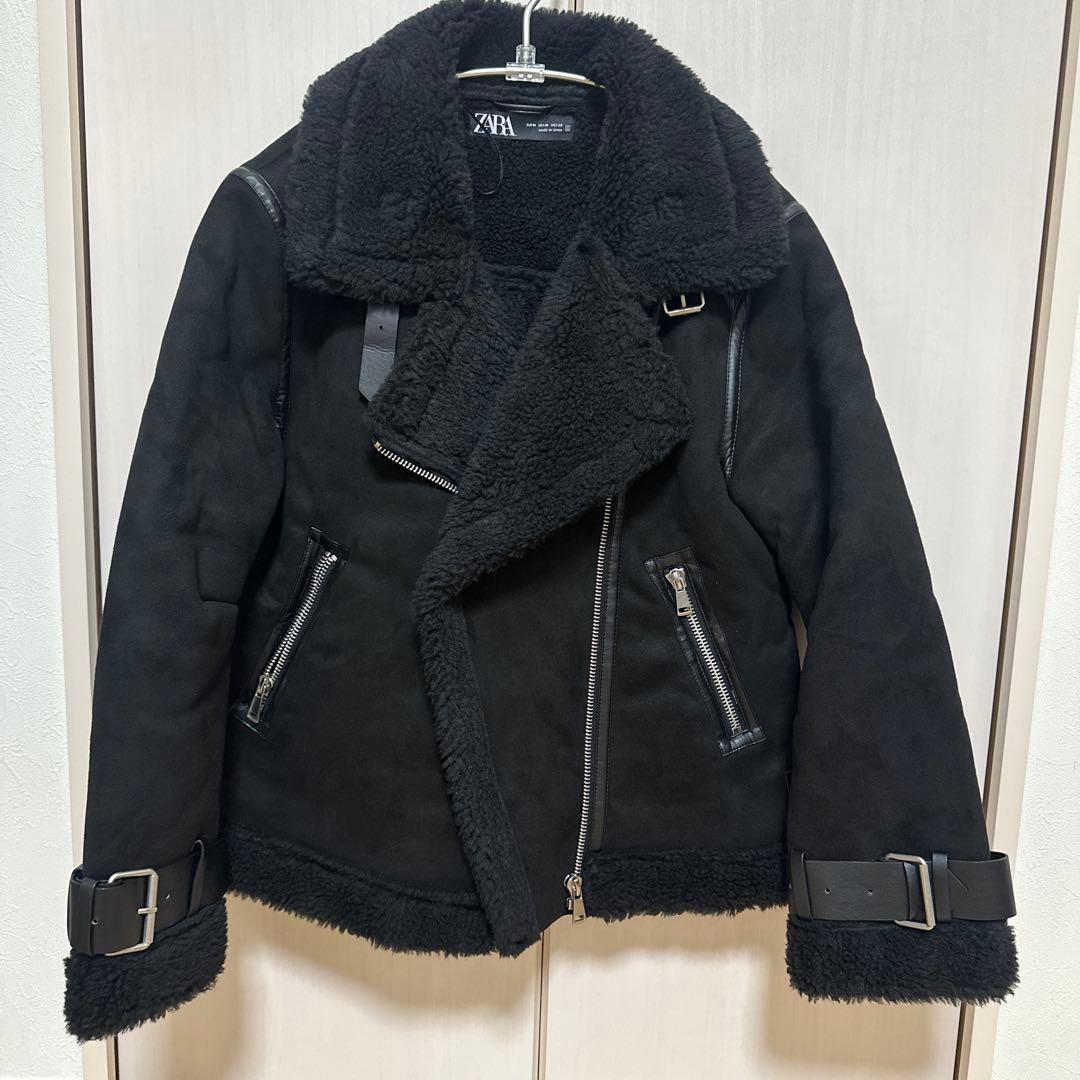 ZARAザラ ムートンジャケット フェイクファー ダブルライダース最終
