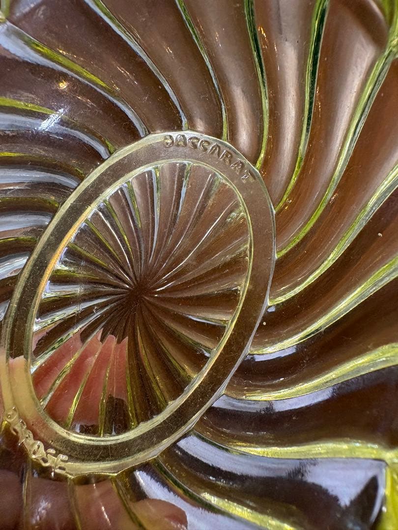 オールドバカラ バカラ ウランガラス 小物入れ バンブー レア 美品