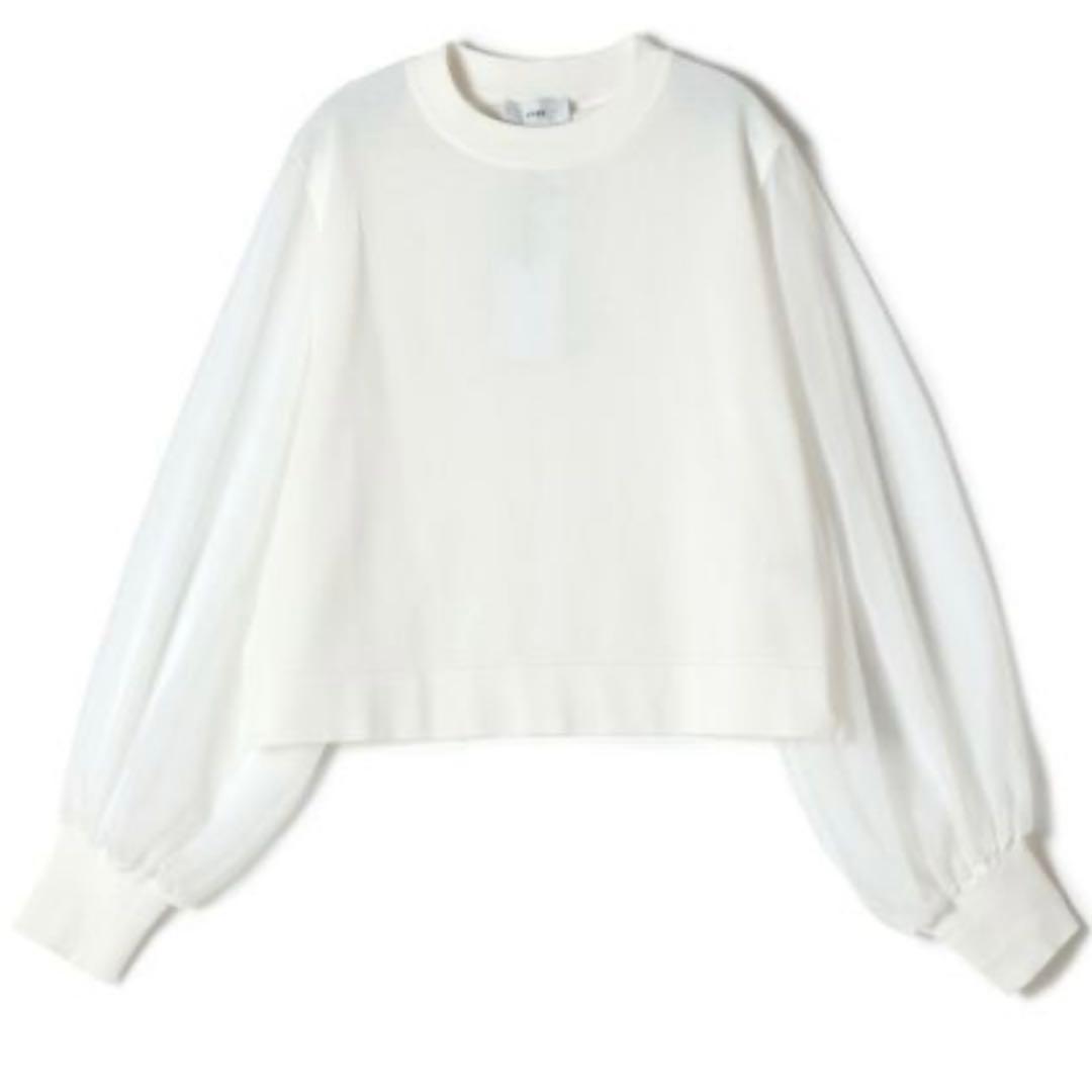 24SSハイククルーネッククロップドセーターシアースリーブ シアー