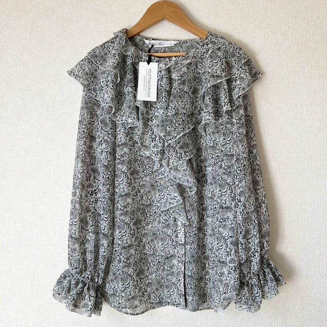 タグ付 定価3万 cloth&cross 楊柳サラサpt ラッフルフリルブラウス