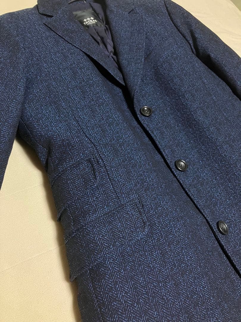 TATRAS タトラス ダウンチェスターコート ヘリンボーン ネイビーブルー 2