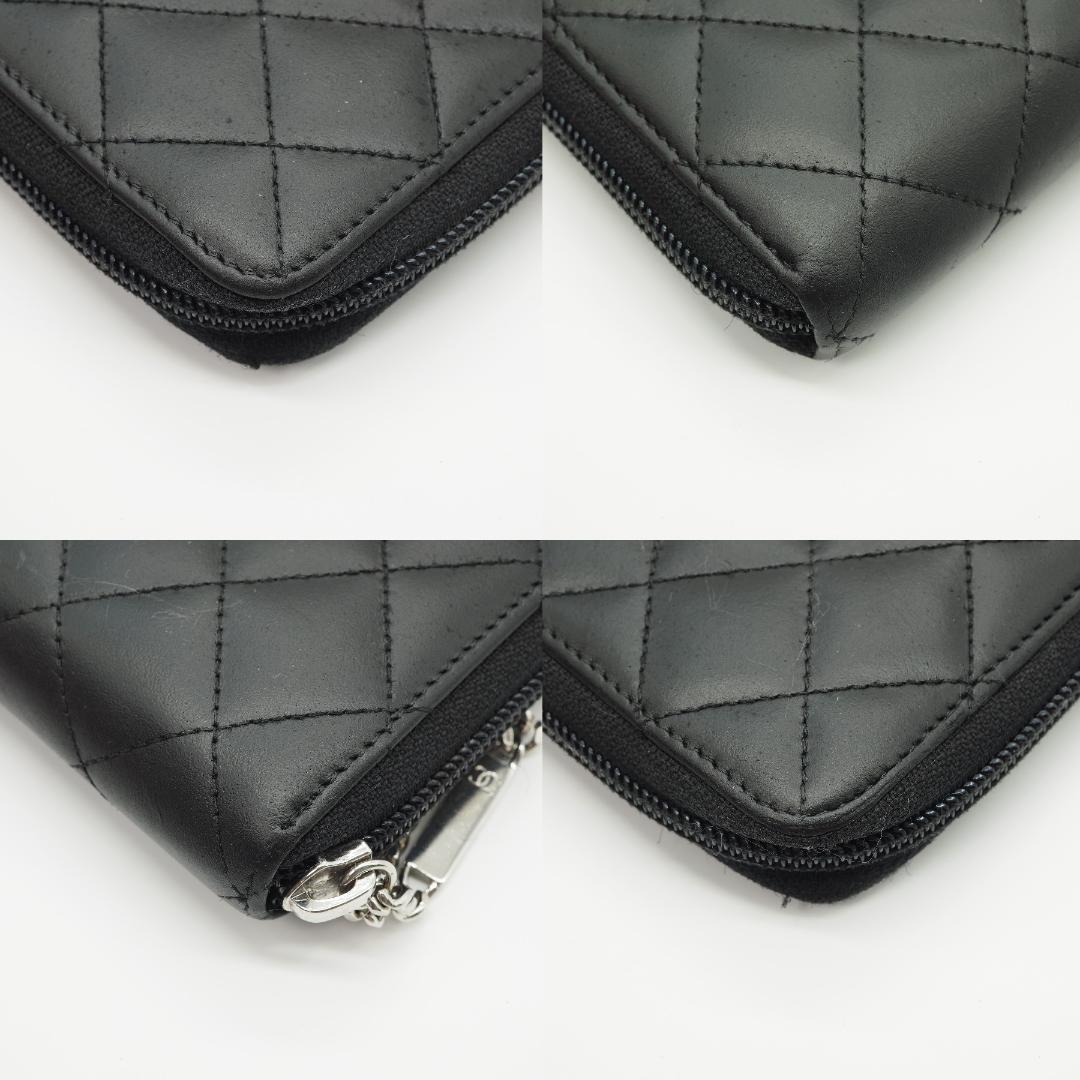 CHANEL シャネル カンボンライン ラウンドファスナー 黒×ピンク