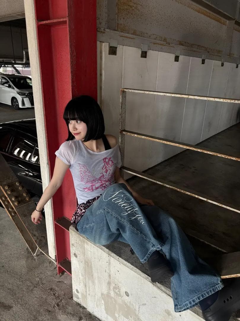 LUKEVI-完売品 9090 Feather logo Buggy Denim Pants