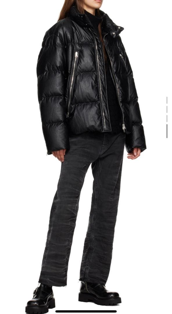 MM6 レザー ダウン ジャケット マルジェラ ライダース ハの字 パーカー