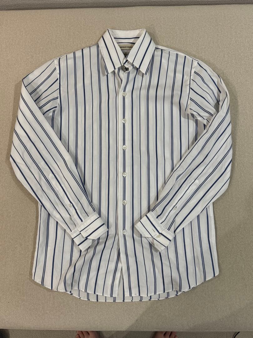 CAMISAS MANOLO ストライプ長袖シャツ 44 white green/grey stripes camisa shirt – Camisas Manolo