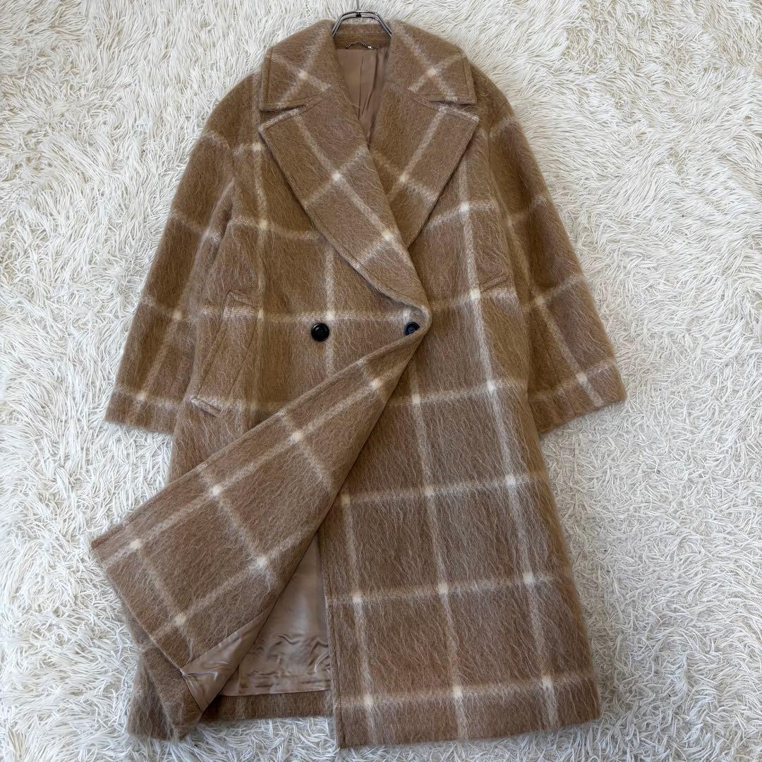 23区✨アルパカウール チェスターコート シャギー素材 チェック MANTECO