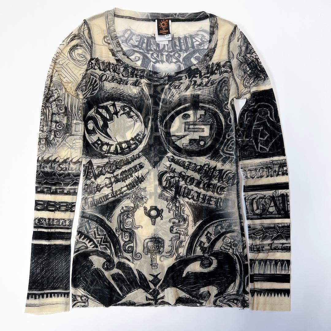 ジャンポールゴルチエ パワーネット セカンドスキン 薄手トップス 総柄