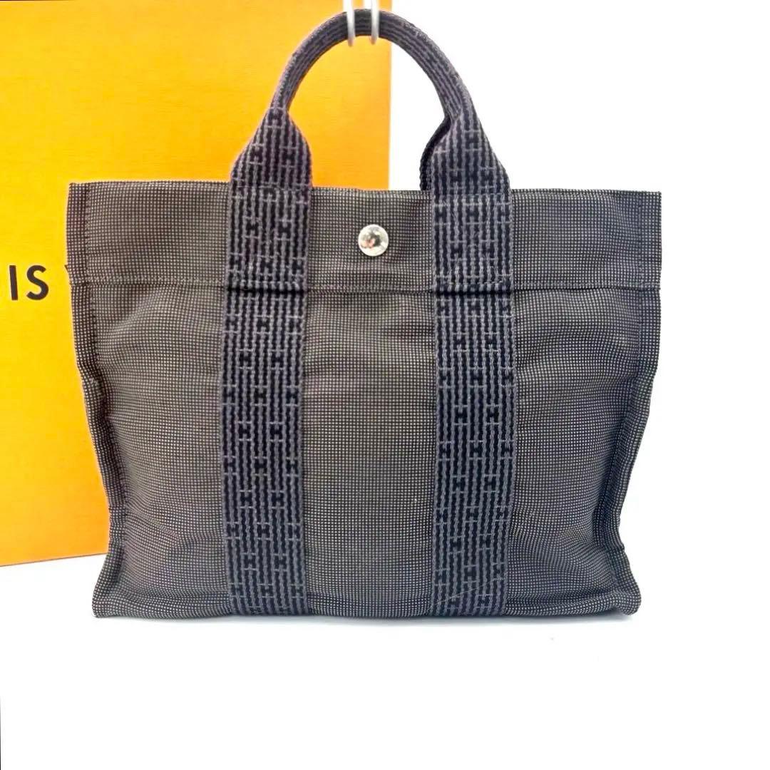 □HERMES エルメス エールライン PMトートバッグ グレー 鞄 カバン