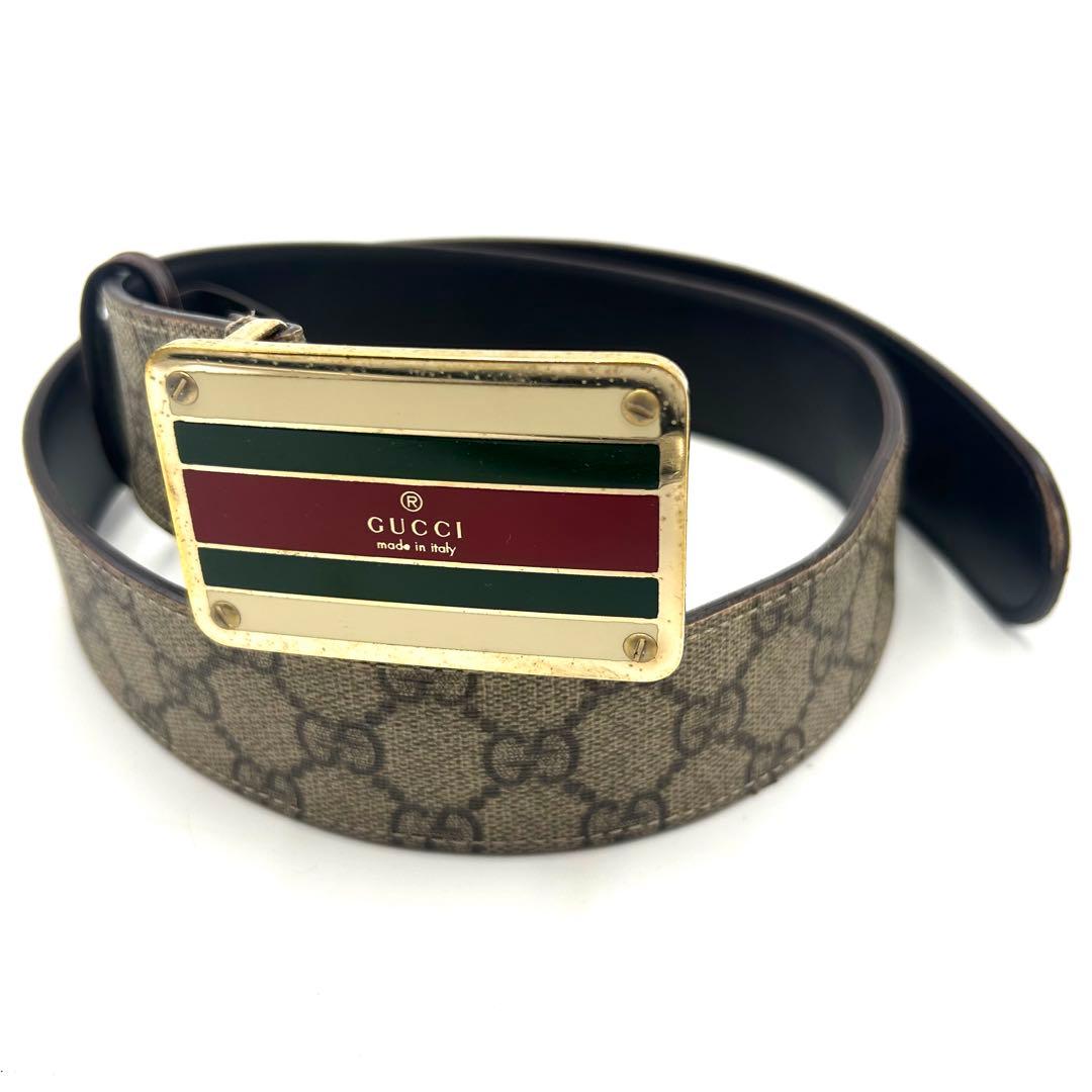 GUCCI グッチ ベルト シェリー GGキャンバス スプリーム レザー 中古・古着通販】GUCCI (グッチ) スネークプリントレザーベルト/GG