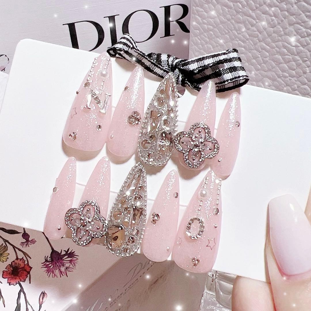 ネイルチップ 量産型 ピンクネイル ちゅるん スナ系 オタクネイル